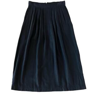 Emily St John Vintage Women’s Skirt Midi Black A-Line Flax Rayon Pockets Sz 9/10